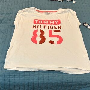 Tommy Hilfiger White Tee with Pink and Red Graphic